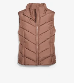 Cole Haan Vests|Outerwear*Chevron Polyfill Zip Front Vest Toffee