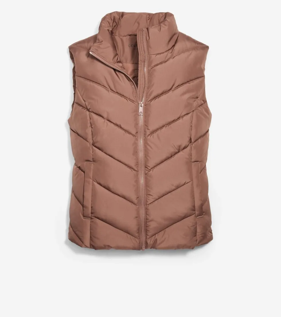 Cole Haan Vests|Outerwear*Chevron Polyfill Zip Front Vest Toffee