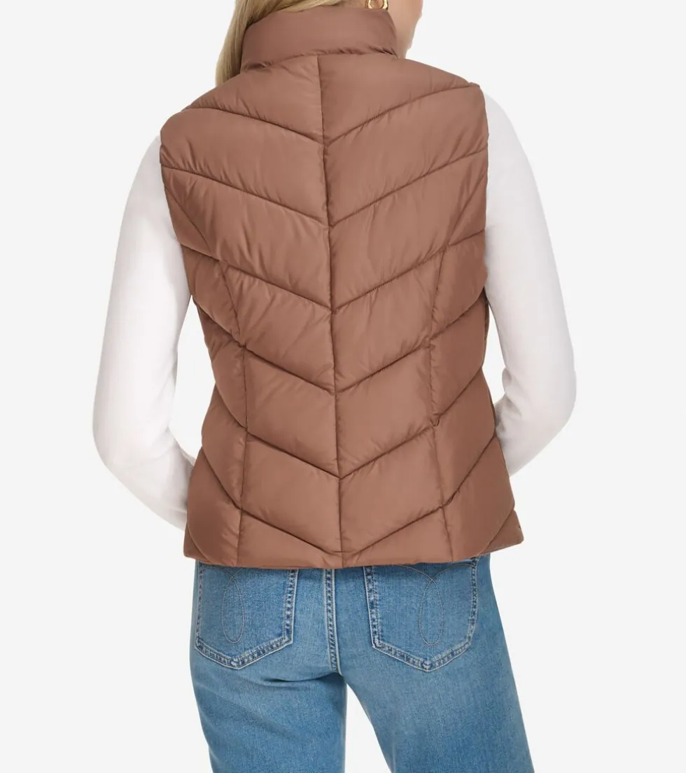 Cole Haan Vests|Outerwear*Chevron Polyfill Zip Front Vest Toffee