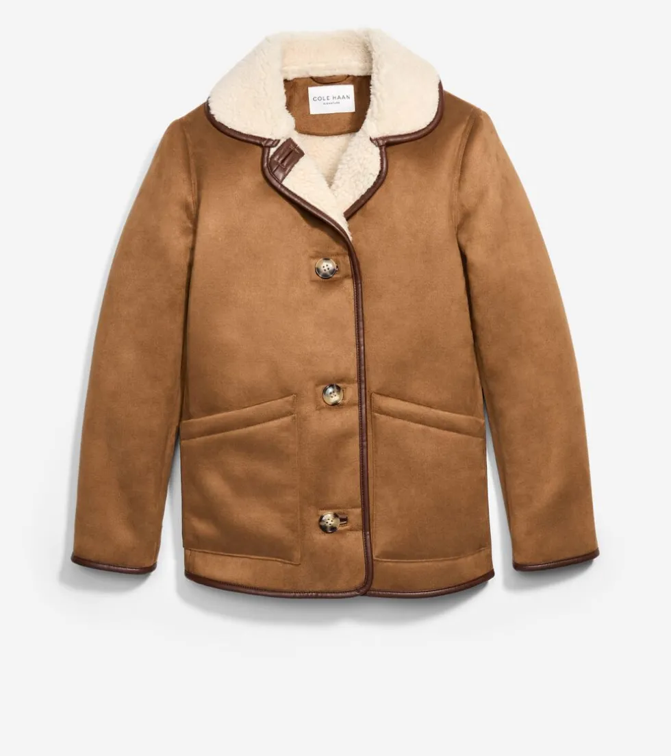 Cole Haan Leather & Suede Jackets|Outerwear*Faux Suede Shearling Jacket Hazelnut