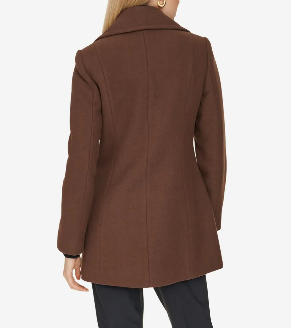 Cole Haan Wool Coats|Peacoats & Blazers*Fine Wool Twill Double Breasted Peacoat Chestnut