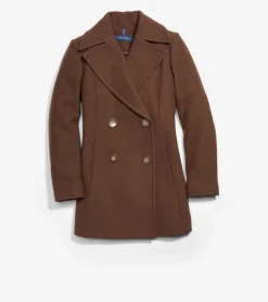Cole Haan Wool Coats|Peacoats & Blazers*Fine Wool Twill Double Breasted Peacoat Chestnut