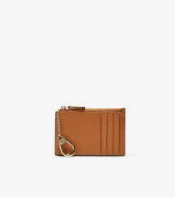 Cole Haan Wallets & Wristlets*GRANDSERIES Card Case with Zip BritishTanPebbledLeather