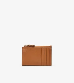 Cole Haan Wallets & Wristlets*GRANDSERIES Card Case with Zip BritishTanPebbledLeather
