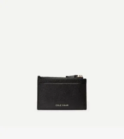 Cole Haan Wallets & Wristlets*GRANDSERIES Card Case with Zip BlackPebbledLeather