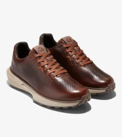 Cole Haan Sneakers*Men's GrandPrø Ashland Laser Perforated Sneakers Cappuccino-Acorn-SilverLining
