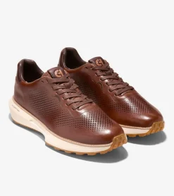 Cole Haan Extended Sizes & Widths|Sneakers*Men's GrandPr&oslash; Ashland Laser Perforated Sneakers Acorn-Madeira-Ivory