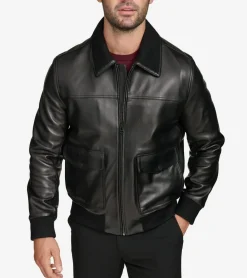 Cole Haan Leather & Suede Jackets|Outerwear*Men's Leather Aviator Jacket Black