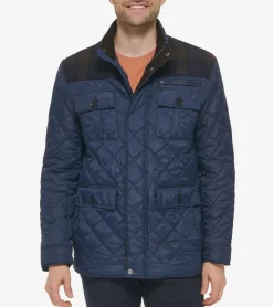 Cole Haan Quilted Jackets|Outerwear*Men's Mix Media Diamond Quilted Jacket Navy