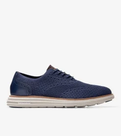 Cole Haan Extended Sizes & Widths|Dress Shoes*Men's &Oslash;riginalGrand Remastered Stitchlite&trade; Oxfords MarineBlue-DarkChocolateBrown-SilverLiningStitchlite&trade;