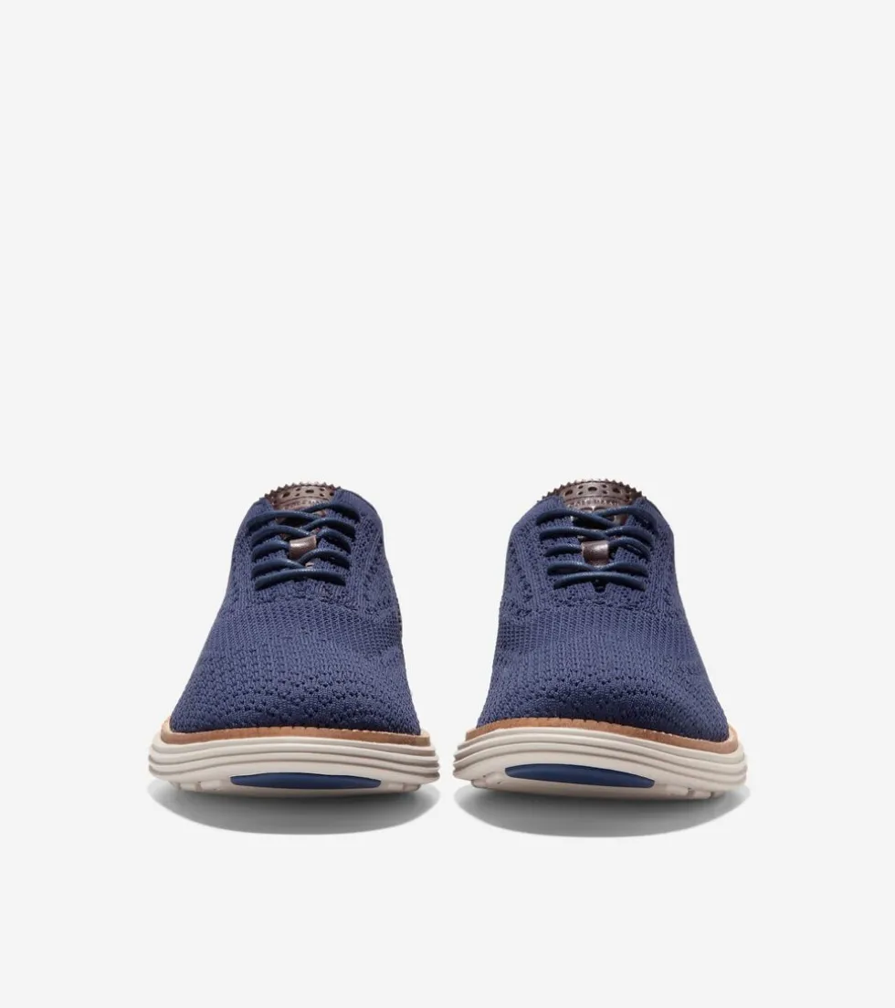 Cole Haan Extended Sizes & Widths|Dress Shoes*Men's ØriginalGrand Remastered Stitchlite™ Oxfords MarineBlue-DarkChocolateBrown-SilverLiningStitchlite™