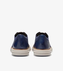 Cole Haan Extended Sizes & Widths|Dress Shoes*Men's ØriginalGrand Remastered Stitchlite™ Oxfords MarineBlue-DarkChocolateBrown-SilverLiningStitchlite™