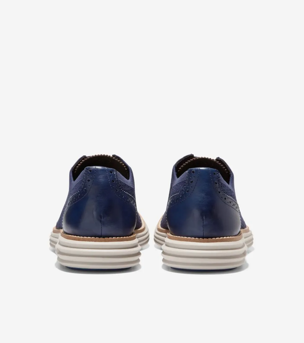 Cole Haan Extended Sizes & Widths|Dress Shoes*Men's ØriginalGrand Remastered Stitchlite™ Oxfords MarineBlue-DarkChocolateBrown-SilverLiningStitchlite™