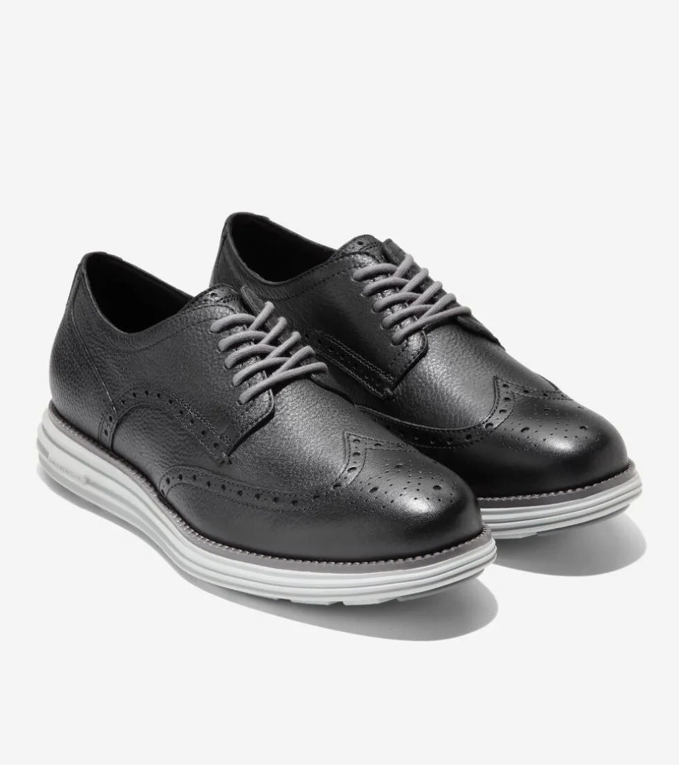 Cole Haan Oxfords*Men's ØriginalGrand Remastered Wingtip Oxfords Black-DecemberSky-GlacierGray