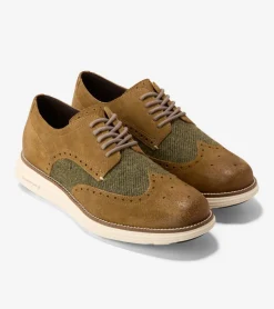 Cole Haan Dress Shoes|Oxfords*Men's &Oslash;riginalGrand Remastered Wingtip Oxfords DesertOlive-AlabasterGleam