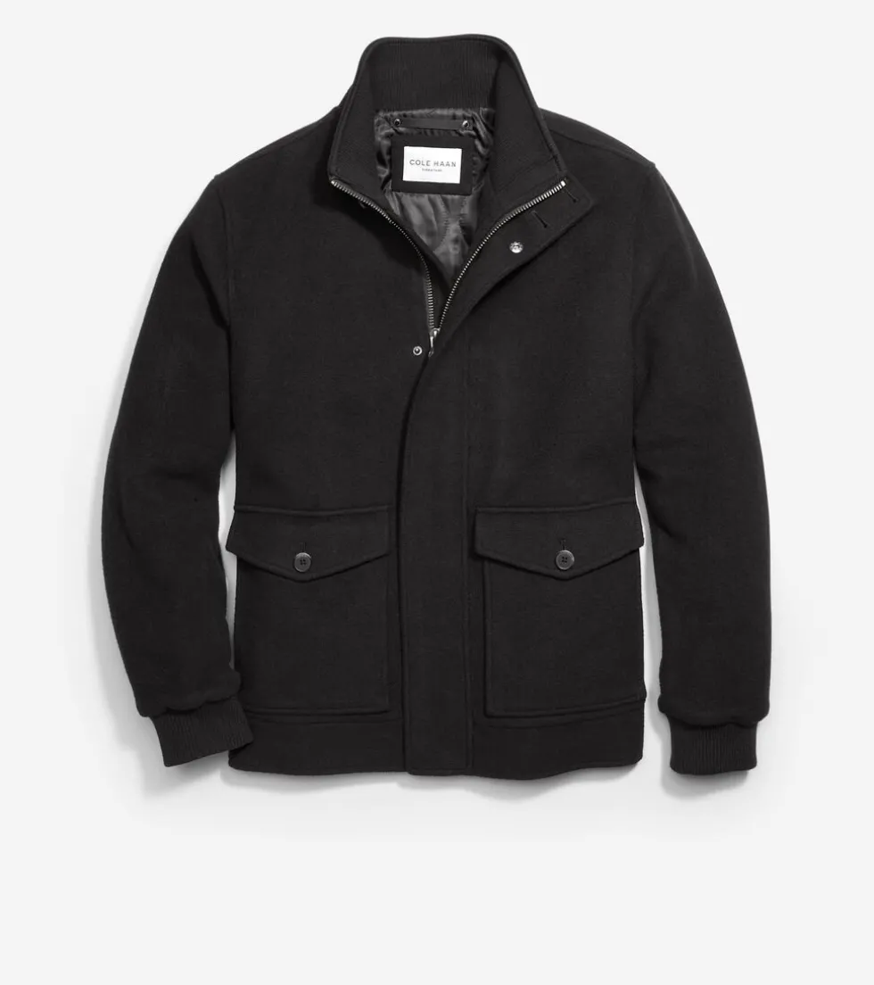 Cole Haan Outerwear|Bomber Jackets*Men's Stand Collar Bomber Jacket Black