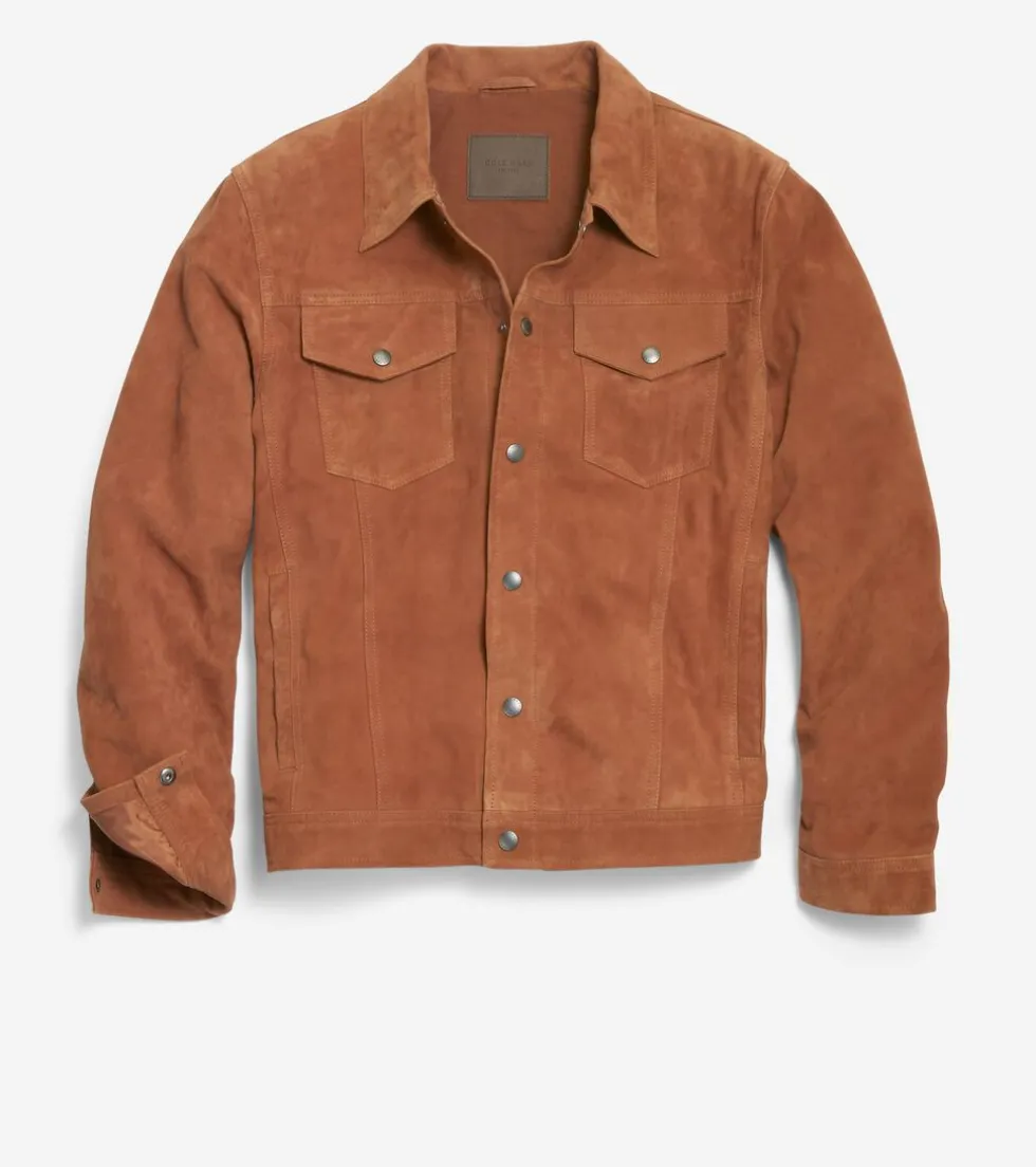 Cole Haan Outerwear|Leather & Suede Jackets*Men's Suede Trucker Jacket Cognac