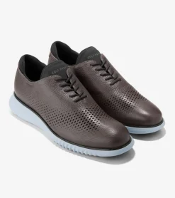 Cole Haan Extended Sizes & Widths|Dress Shoes*Men's 2.ZERØGRAND Laser Wingtip Oxfords Pavement-CelestialBlue-Black