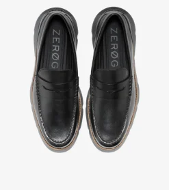Cole Haan Extended Sizes & Widths|Loafers & Drivers*Men's 4.ZER&Oslash;GRAND Penny Loafers Black-GrayPinstripe