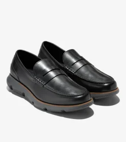 Cole Haan Extended Sizes & Widths|Loafers & Drivers*Men's 4.ZER&Oslash;GRAND Penny Loafers Black-GrayPinstripe