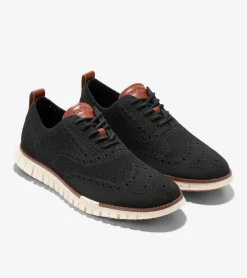 Cole Haan Extended Sizes & Widths|Dress Shoes*Men's ZERØGRAND Remastered Stitchlite™ Wingtip Oxfords BlackStitchlite™-Ivory