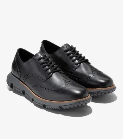 Cole Haan Extended Sizes & Widths|Dress Shoes*Men's 4.ZER&Oslash;GRAND Wingtip Winter Oxfords Black-GrayPinstripe