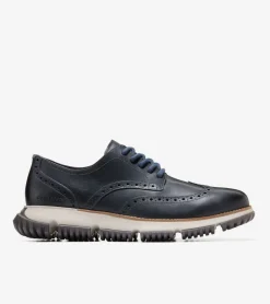 Cole Haan Dress Shoes|Oxfords*Men's 4.ZER&Oslash;GRAND Wingtip Winter Oxfords Blueberry-Drizzle-Pavement