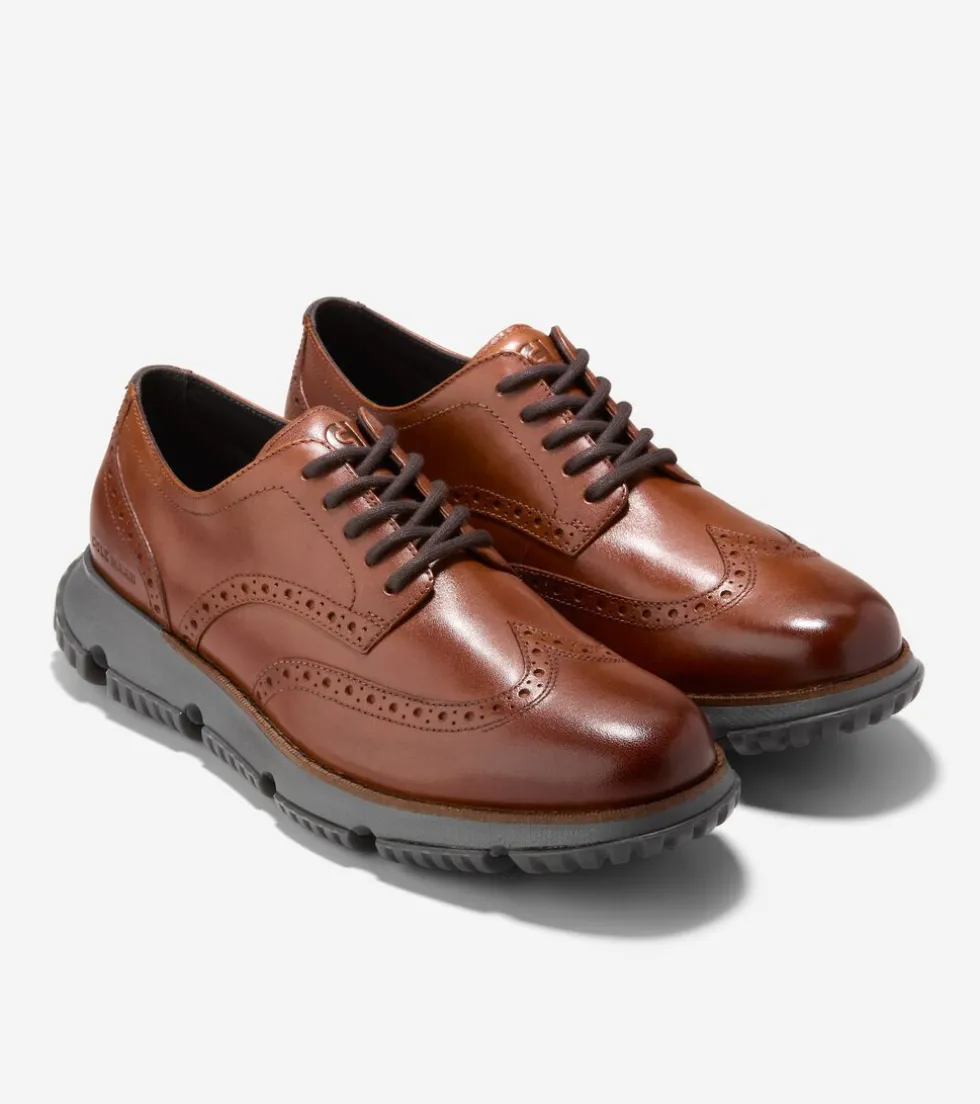 Cole Haan Extended Sizes & Widths|Dress Shoes*Men's 4.ZERØGRAND Wingtip Winter Oxfords BritishTan-GreyPinstripe