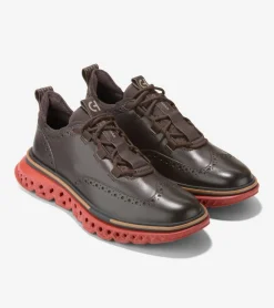 Cole Haan Oxfords*Men's 5.ZERØGRAND Wingtip Oxfords Chocolate-Black-RedOchre