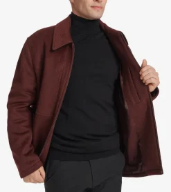 Cole Haan Wool Coats|Outerwear*Men's Zip-Front Blouson Jacket Wine
