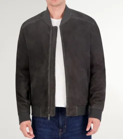 Cole Haan Bomber Jackets|Leather & Suede Jackets*Men's Zip-up Suede Jacket Grey