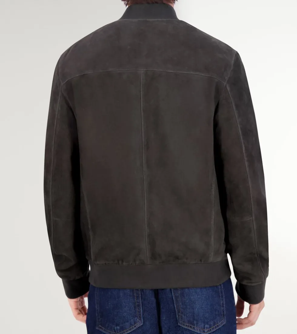 Cole Haan Bomber Jackets|Leather & Suede Jackets*Men's Zip-up Suede Jacket Grey