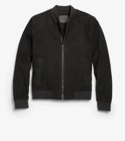 Cole Haan Bomber Jackets|Leather & Suede Jackets*Men's Zip-up Suede Jacket Black