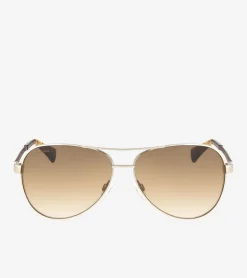 Cole Haan Sunglasses|Sunglasses*Metal-Leather Aviator Sunglasses Gold