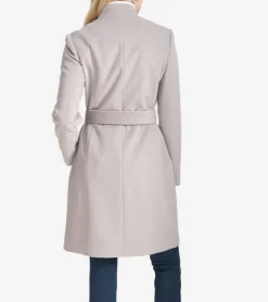 Cole Haan Wool Coats|Trench Coats*Moulded Collar Slick Wool Belted Coat Fog