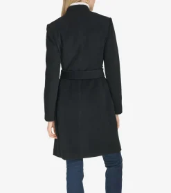 Cole Haan Outerwear|Wool Coats*Moulded Collar Slick Wool Belted Coat Black