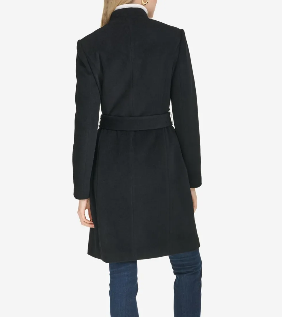 Cole Haan Outerwear|Wool Coats*Moulded Collar Slick Wool Belted Coat Black