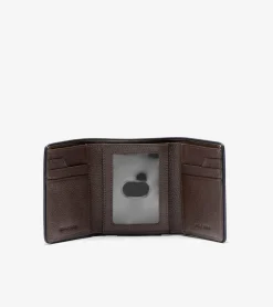 Cole Haan Wallets*Trifold Colored Edge Brown-Navy