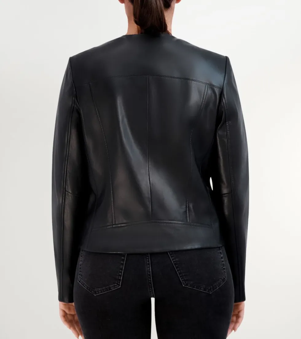 Cole Haan Outerwear|Leather & Suede Jackets*Women's Asymmetrical Leather Jacket Black