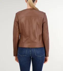 Cole Haan Leather & Suede Jackets|Outerwear*Women's Asymmetrical Leather Jacket HickoryBrown