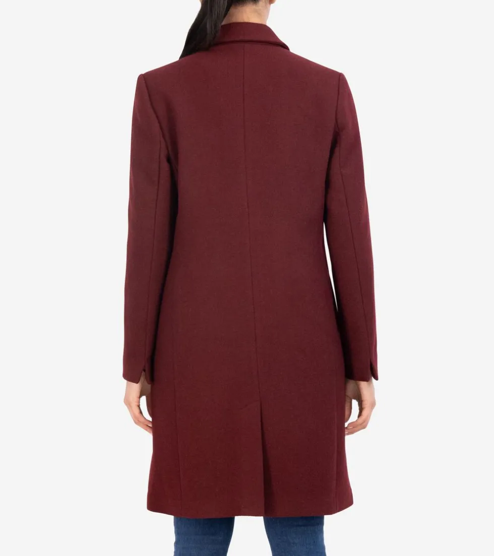 Cole Haan Wool Coats|Peacoats & Blazers*Women's Asymmetrical Peak Lapel Coat Bordeaux