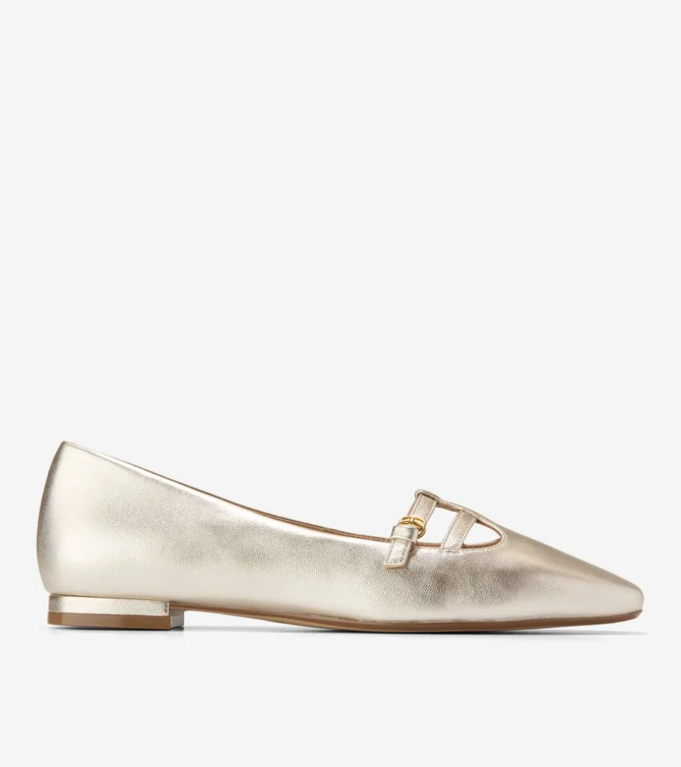 Cole Haan Dress Shoes|Flats & Ballets*Women's Brigid T-Strap Ballet Flats SoftGold
