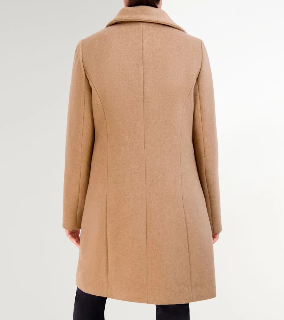 Cole Haan Wool Coats|Trench Coats*Women's Convertible Collar Button-Up Coat Camel