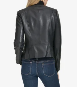 Cole Haan Leather & Suede Jackets|Outerwear*Women's Curved-Seam Leather Jacket Black