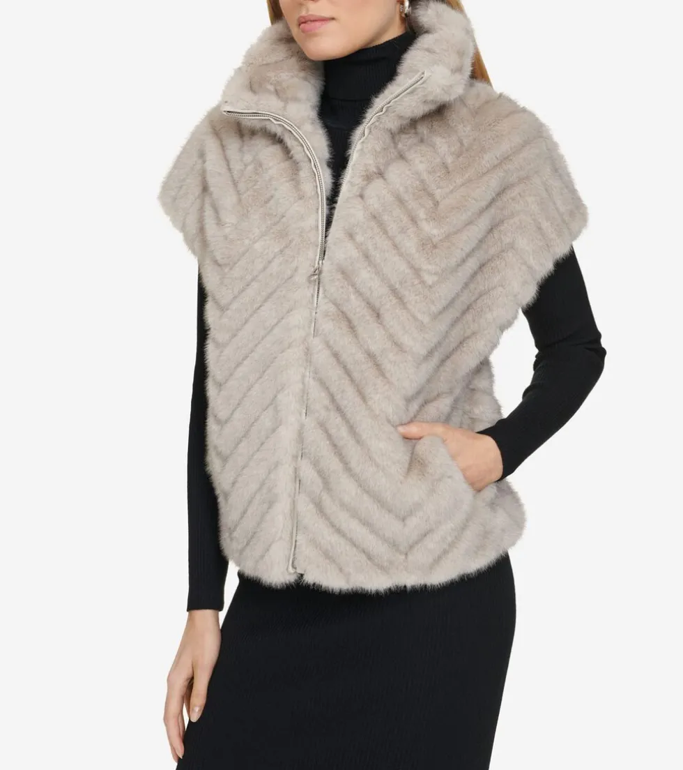 Cole Haan Vests|Outerwear*Women's Faux Fur Vest Grey