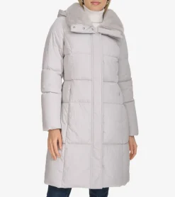 Cole Haan Puffer Jackets|Outerwear*Women's Faux-Fur Collar Puffer Coat Grey