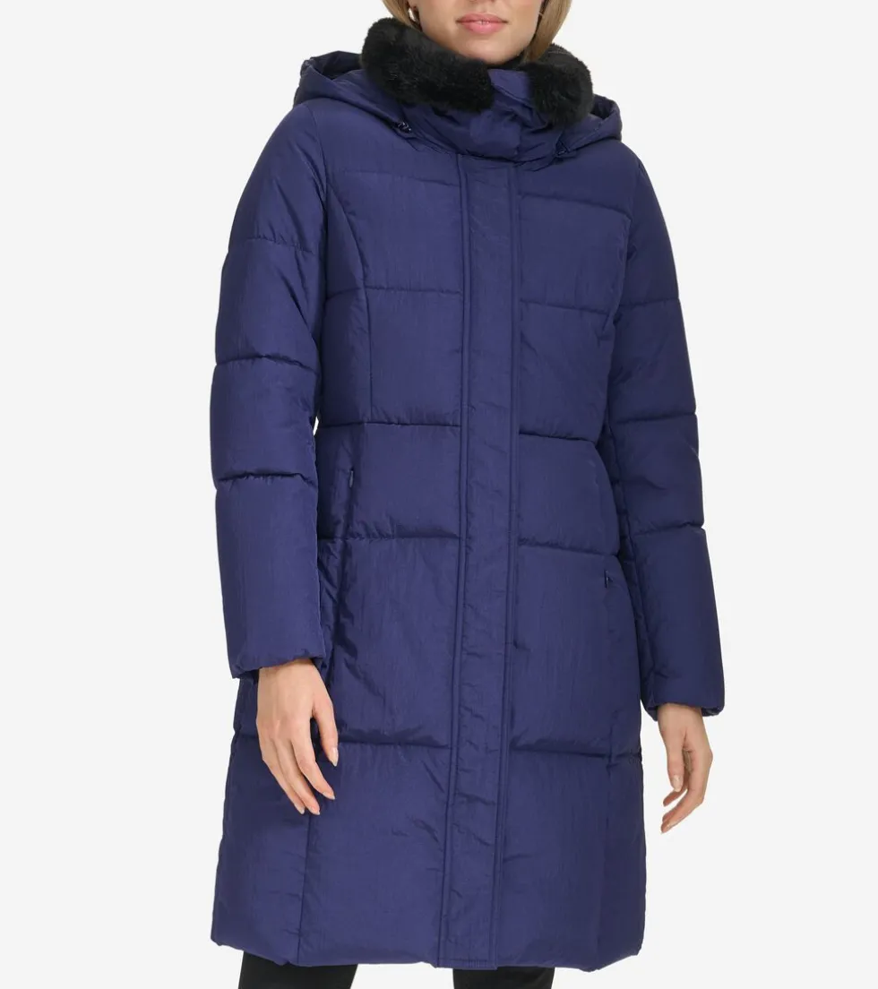 Cole Haan Puffer Jackets|Outerwear*Women's Faux-Fur Collar Puffer Coat Navy