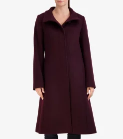 Cole Haan Wool Coats|Trench Coats*Women's Flared Dress Coat Bordeuax