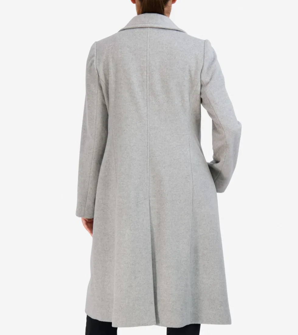 Cole Haan Wool Coats|Trench Coats*Women's Flared Dress Coat LightGrey