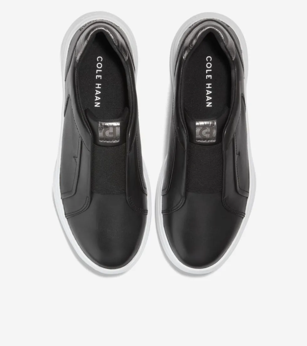 Cole Haan Sneakers*Women's GrandPrø Demi Slip-On Sneakers Black-DarkSilver-OpticWhite